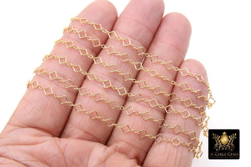 14 K Gold Filled or 925 Sterling Silver Clover Link Chains in Long Short Chain, Quatrefoil Link Chain, Unfinished Permanent Jewelry Chains